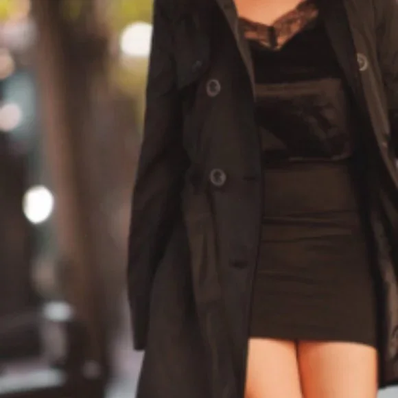 Express black Belted Rain Coat Trench Jacket, detachable  down insert, size  S - Picture 5 of 5